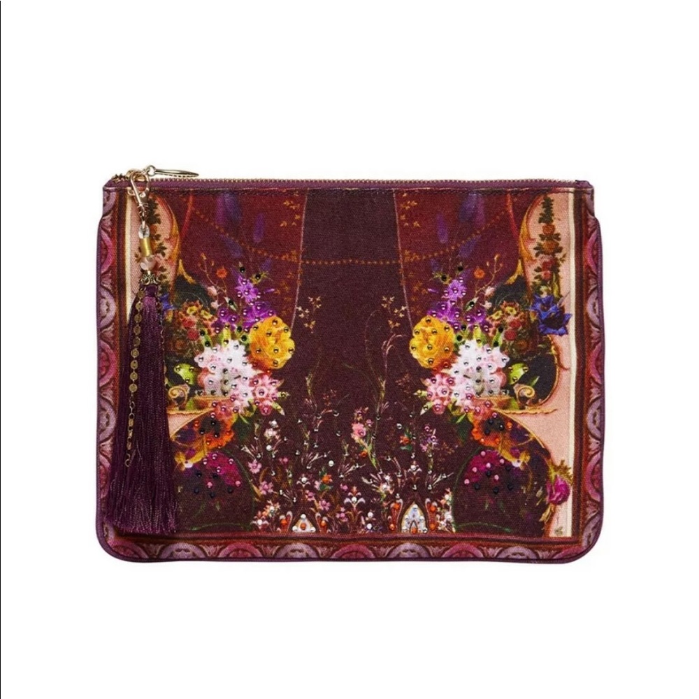 CAMILLA *Wildflower* small canvas clutch bag